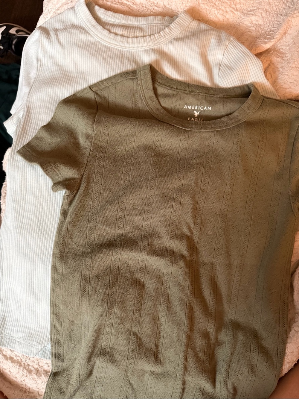 American Eagle Olive Green and Baby Blue  Ribbed Tee Bundle- New WO Tags- XS